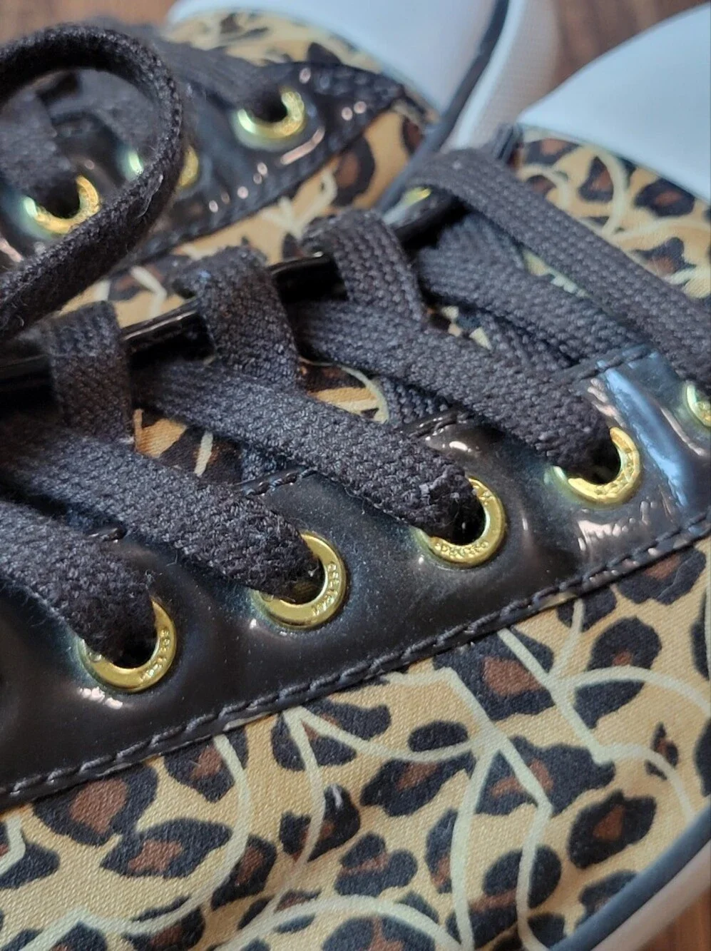 Coach Gema Animal Print Brown Tan White Sneakers Shoes